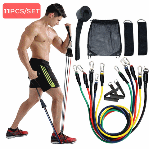 11pcs Resistance Bands Pull Up Tube Set Exercise Bands Stretch Elastic Pull Rope Band Kit